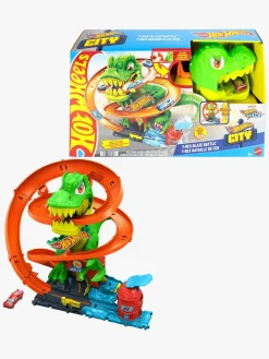 Legetøjsbiler & -Fartøjer-HotWheels Hot Wheels City T-Rex Brandstation Racerbane