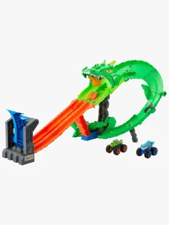 Legetøjsbiler & -Fartøjer-HotWheels Hot Wheels Monster Trucks Dragon Destruction Racerbane