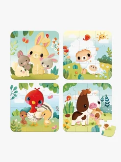 Spil & Puslespil-Janod Bondegårdsdyr Puslespil med Progressiv Sværhedsgrad 4-i-1 43 Brikker Flerfarvet