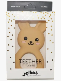 Babylegetøj-Jellystone Designs  Kanin Bidering Silikone, Tan Flerfarvet
