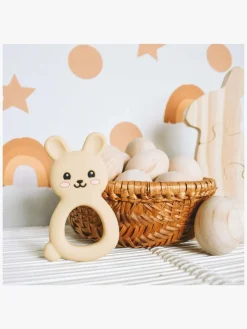 Babylegetøj-Jellystone Designs  Kanin Bidering Silikone, Tan Flerfarvet