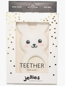 Babylegetøj-Jellystone Designs  Kanin Bidering Silikone, Hvid Flerfarvet