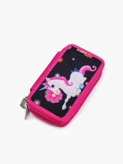 Kreativt Legetøj-Jeva Two-Zip Penalhus, My Flower Unicorn Lyserød/Sort