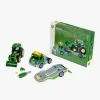 Legetøjsbiler & -Fartøjer-JohnDeere John Deere 6215R Traktor med Transportvogn 1:24
