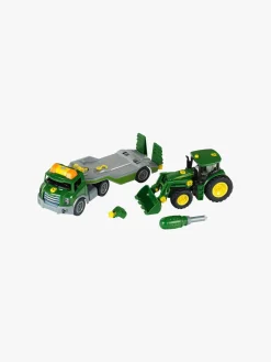Legetøjsbiler & -Fartøjer-JohnDeere John Deere 6215R Traktor med Transportvogn 1:24