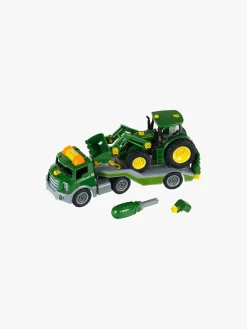 Legetøjsbiler & -Fartøjer-JohnDeere John Deere 6215R Traktor med Transportvogn 1:24
