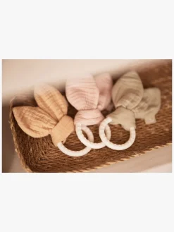 Babylegetøj-Jollein Bunny Ears Bidering, Olive green Grøn