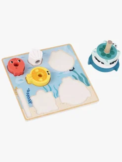 Spil & Puslespil-Kinder and Kids 2-i-1 Børnepuslespil og Stabletårn Flerfarvet