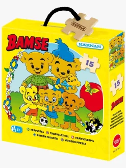 Spil & Puslespil-Bamse Kärnan Verdens Stærkeste Bjørn Træpuslespil 15 Brikker