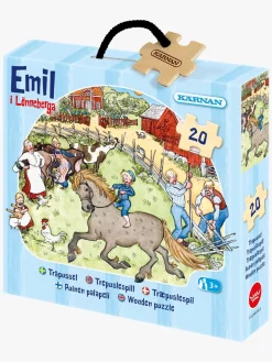 Spil & Puslespil-EmilILonneberga Kärnan Emil fra Lønneberg Puslespil I Træ 20 Brikker