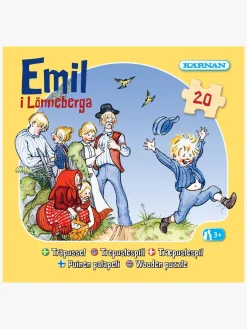 Spil & Puslespil-EmilILonneberga Kärnan Emil fra Lønneberg Puslespil I Træ 20 Brikker