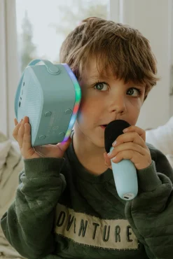 Elektronik & Media-Lalarma Karaokesæt med LED-lys & 2 Mikrofoner, Blå Blå