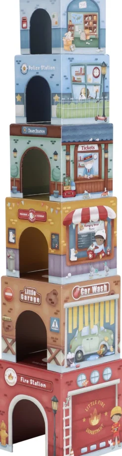 Babylegetøj-LittleDutch Little Dutch Stabeltårn med 6 Biler