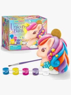 Kreativt Legetøj-4M KidzMaker DIY-sæt Mal Din Egen Enhjørningssparegris Flerfarvet