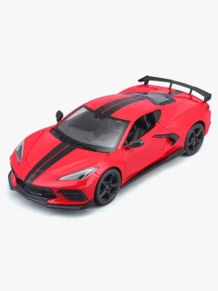 Legetøjsbiler & -Fartøjer-Maisto Corvette Stingray Coupe High Wing 2020 Modelbil 1:24 Rød