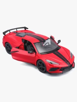 Legetøjsbiler & -Fartøjer-Maisto Corvette Stingray Coupe High Wing 2020 Modelbil 1:24 Rød