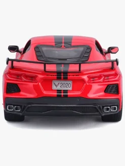 Legetøjsbiler & -Fartøjer-Maisto Corvette Stingray Coupe High Wing 2020 Modelbil 1:24 Rød