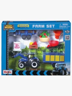 Legetøjsbiler & -Fartøjer-Maisto Mini Working Machines Bondegårdssæt New Holland Blå