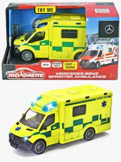 Legetøjsbiler & -Fartøjer-Majorette Grand Series Mercedes-Benz Sprinter Svensk Ambulance Gul