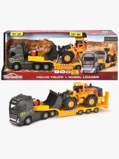 Legetøjsbiler & -Fartøjer-Majorette Grand Series Volvo FH-16 Lastbil med L350H Gravko Gul