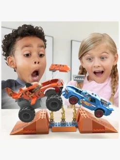 Legetøjsbiler & -Fartøjer-HotWheels Mega Hot Wheels Bilsæt Smash N Crash Tiger Shark Chomp Course, 245 dele