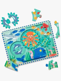 Spil & Puslespil-MelissaDoug Melissa & Doug Puslespil med Tandhjul Havtema 18 Brikker