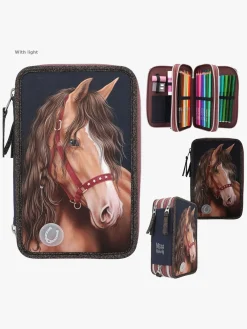 Kreativt Legetøj-MissMelody Miss Melody Tredelt Penalhus med LED-lys Glitter Horse