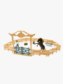 Legetøjsfigurer-Mojo Western Ranch Corral Hestefold med Hest 14 Dele