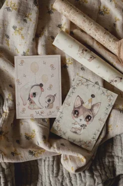 Børnefødselsdag-MrsMighetto Mrs Mighetto Invitationer, Ellie and Meow 2-pack