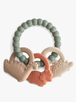 Babylegetøj-Mushie Bidering Dino, Grøn Flerfarvet