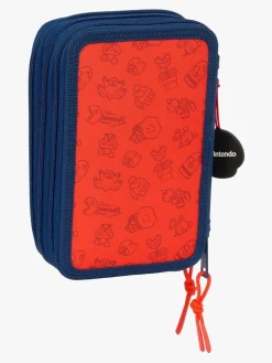 Kreativt Legetøj-SuperMario Nintendo Super Mario Penalhus med 3 Rum, Rød/Blå