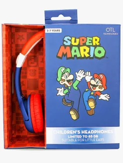 Elektronik & Media-OTLTechnologies OTL Super Mario Junior On-Ear 85Db Høretelefoner Mario Blå/Hvid