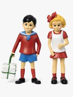 Legetøjsfigurer|Dukker & Bamser-PippiLangstrump Pippi Langstrømpe Figur Tommy & Annika Rød/Blå/Hvid