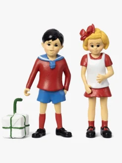 Legetøjsfigurer|Dukker & Bamser-PippiLangstrump Pippi Langstrømpe Figur Tommy & Annika Rød/Blå/Hvid