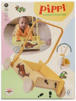 Babylegetøj-PippiLangstrump Pippi Langstrømpe Gåvogn, Gul