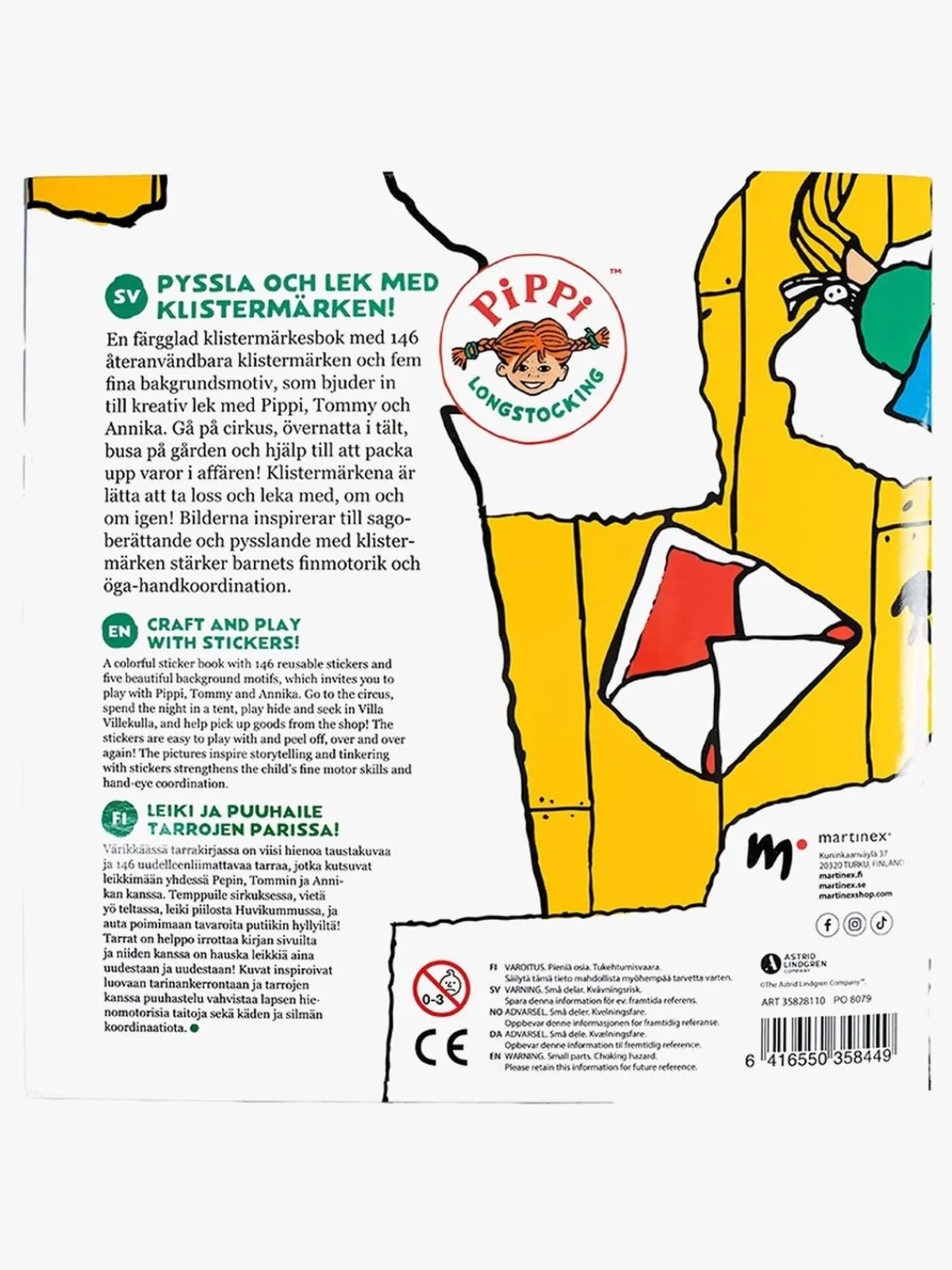 Kreativt Legetøj-PippiLangstrump Pippi Langstrømpe Klistermærkebog Genanvendelig Kort