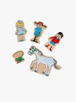 Legetøjsfigurer-PippiLangstrump Pippi Langstrømpe Træfigurer 5-pak