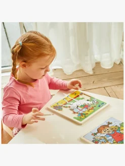 Spil & Puslespil-PippiLangstrump Pippi Langstrømpe Træpuslespil Pippi & Lilla Gubben 16 Dele