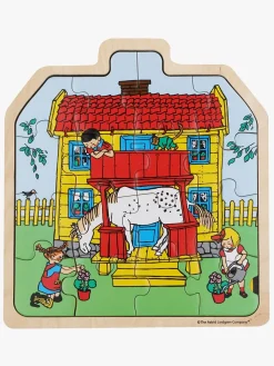 Spil & Puslespil-PippiLangstrump Pippi Langstrømpe Træpuslespil Pippi Langstrømpes Hus 16 Dele