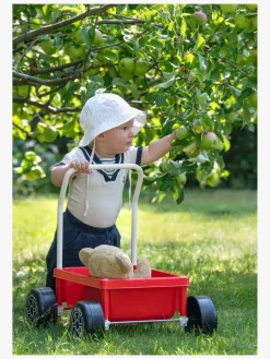 Babylegetøj-Plasto Gåvogn med Lydsvag Hjul, Rød Rød