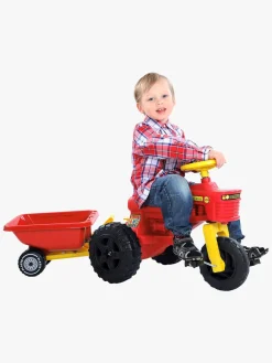 Pedal- & Gåbiler-Plasto Pedaltraktor Med Anhænger, Rød Rød