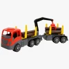 Legetøjsbiler & -Fartøjer-Plasto Tømmerlastbil med Grab, Trailer og Tømmer 74 cm