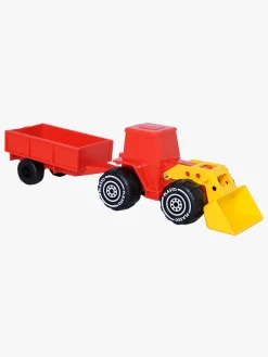 Udelegetøj-Plasto Traktor m. Frontlæsser & Anhængervogn
