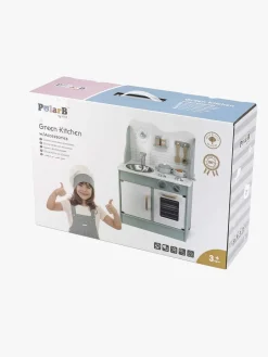 Rolleleg-PolarB Legekøkken med Tilbehør, Mint Grå/Blå/Hvid
