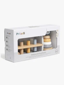 Trælegetøj-PolarB Legesæt Hammerbræt og Stableklodser Pingvin Flerfarvet