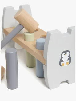 Trælegetøj-PolarB Legesæt Hammerbræt og Stableklodser Pingvin Flerfarvet