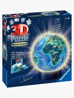Spil & Puslespil-Ravensburger 3D Puslespil Globus Dyr, Natlampe 72 Brikker