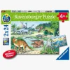 Spil & Puslespil-Ravensburger Puslespil Dinosaurusser på Land & i Vand 2x24 Brikker