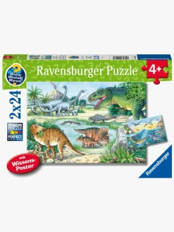 Spil & Puslespil-Ravensburger Puslespil Dinosaurusser på Land & i Vand 2x24 Brikker