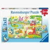 Spil & Puslespil-Ravensburger Puslespil Dinosaur 2x12 Brikker